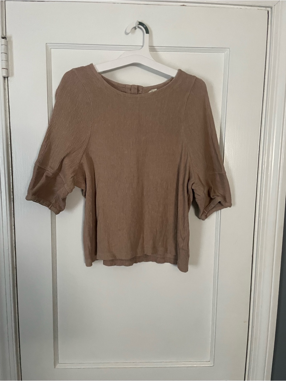 Madewell Ottoman Jacquard Button-Back Top in telluride stone Size Medium